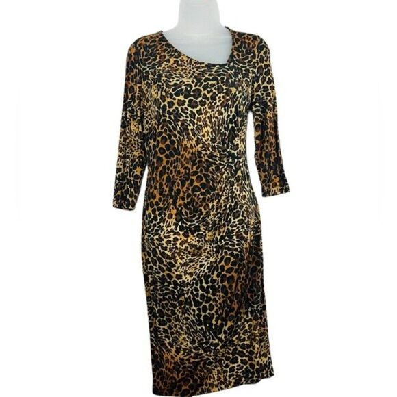 Lafayette 148 Animal Leopard Print Dress Sz 6 - Picture 1 of 6